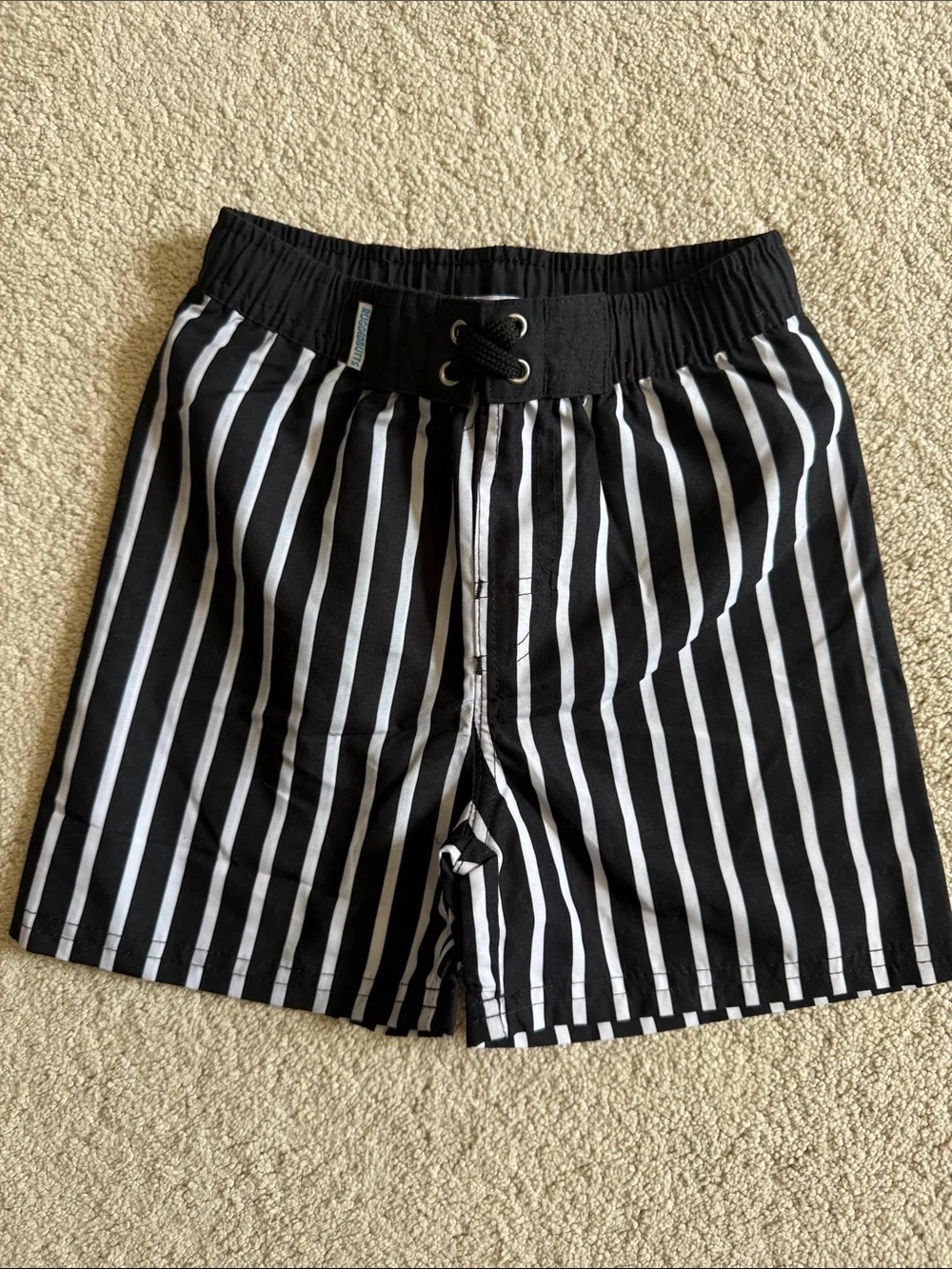 NWT Black and White Vertical Stripe Swim Shorts